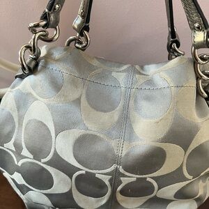 Coach Gray and Cream Shoulder Bag